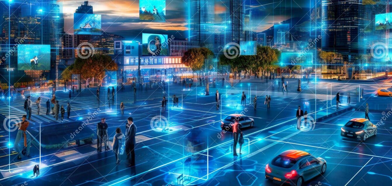 futuristic-cityscape-interconnected-smart-devices-autonomous-vehicles-generative-ai-280193188